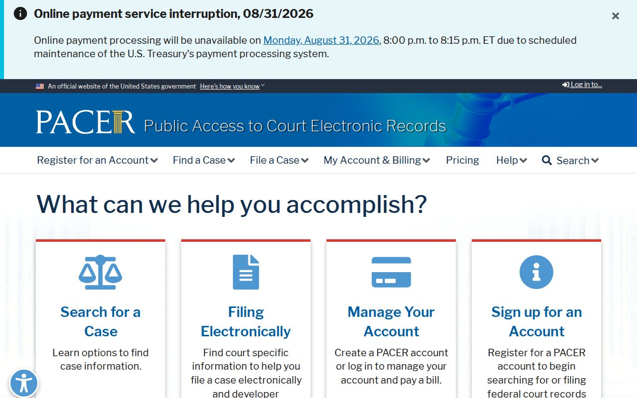 Saginaw case search federal PACER access source