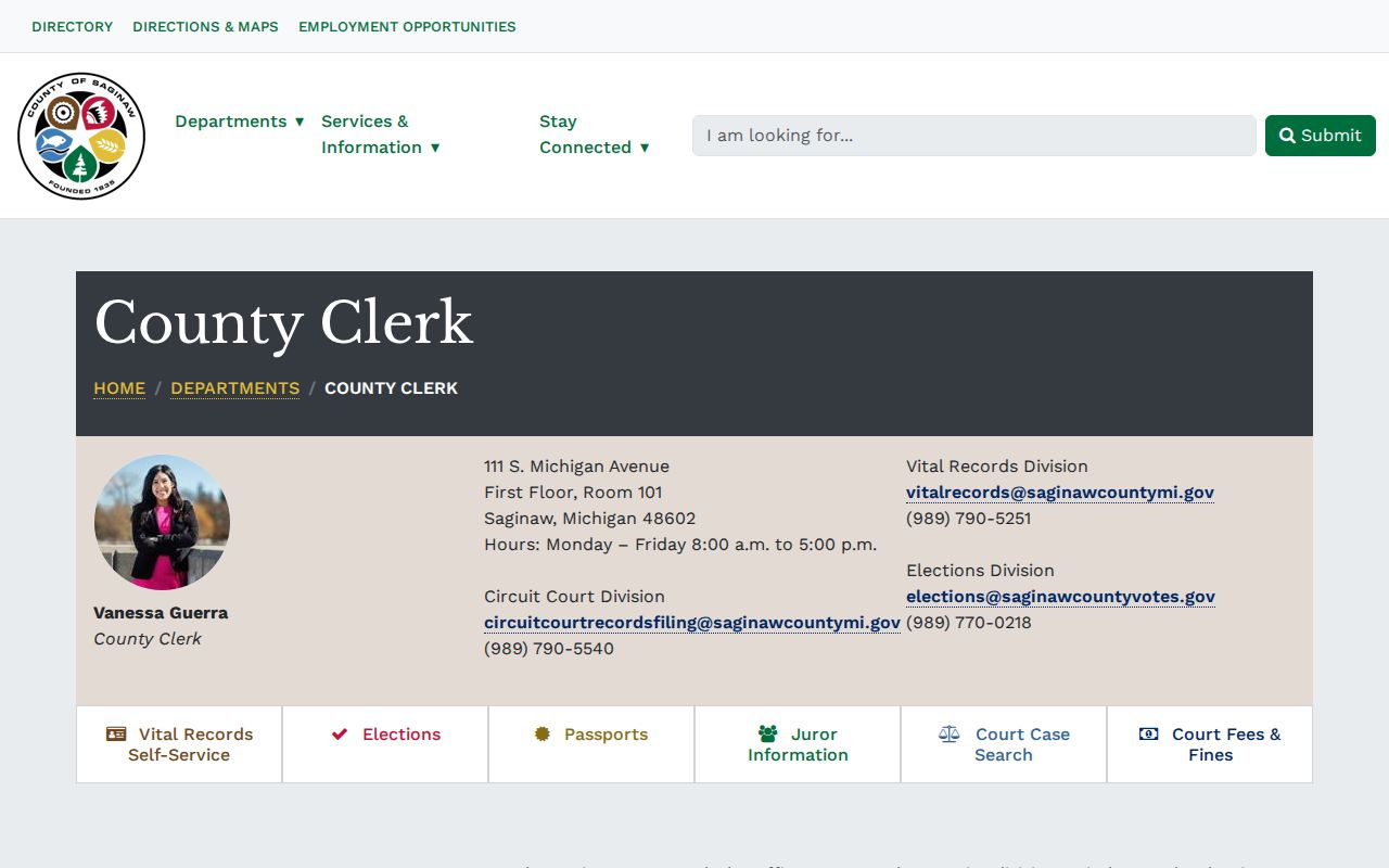 Saginaw court records County Clerk division source
