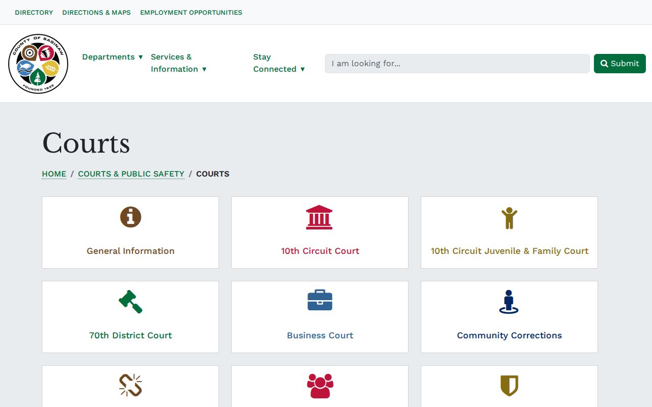 Saginaw County court docket county courts directory